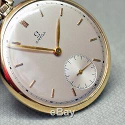 Beautiful 14k Gold Omega Of Pocket Watch C. 1944 Rare Case & 37.5t-17p Movement