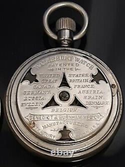 Benedict and Burnham Pre Waterbury Rotary Long Wind Skeleton Pocket Watch Runs