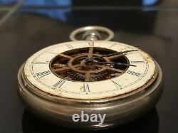 Benedict and Burnham Pre Waterbury Rotary Long Wind Skeleton Pocket Watch Runs