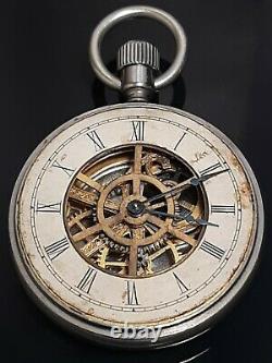 Benedict and Burnham Pre Waterbury Rotary Long Wind Skeleton Pocket Watch Runs