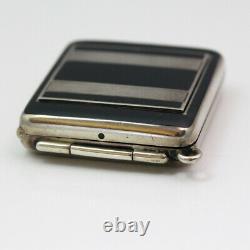 Bosch Movement Prisma Dial Sterling Silver & Black Enamel Pocket / Travel Watch