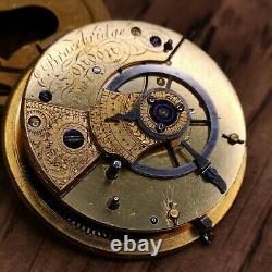 Bracebridge, London, Antique Cylinder Escapement Pocket Watch Movement (C172)