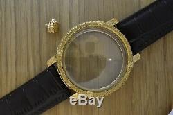 Brass case for pocket watch movement Patek Philippe 23K gold plated with crown
