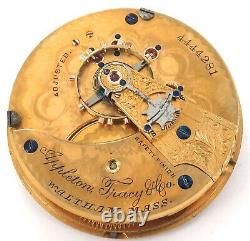 C1891 WALTHAM A. T. &Co 18S 15J LEVER SET MENS POCKET WATCH MOVEMENT