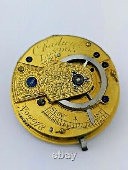 Chadwick, London, Verge Fusee Pocket Watch Movement for Restoration (Z28)