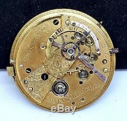 Charles E. Butler Hudson NY Fusee Pocket Watch Movement Silver Dial 22613