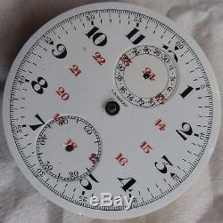 Chronograph Pocket Watch movement & enamel dial 43,5 mm. In diameter stem to 12
