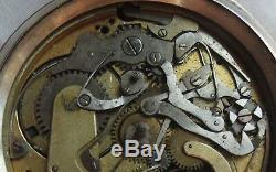 Chronograph Rare Pocket Watch open face silver case & movement