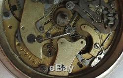Chronograph Rare Pocket Watch open face silver case & movement