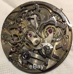 Chronograph Rattrapante pocket watch movement & enamel dial 45 mm. Stem to 12