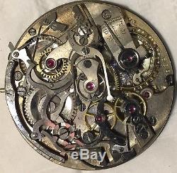 Chronograph Rattrapante pocket watch movement & enamel dial 45 mm. Stem to 12