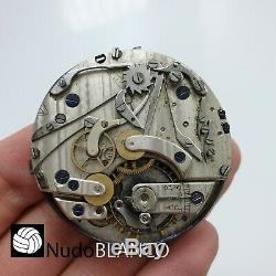 Chronograph Repiater Pocket Watch Movement For Parts Or To Repair Balance Ok