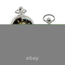 Coin Pocket Watch with Skeleton Movement Gold Layered Silver Barber Half