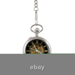 Coin Pocket Watch with Skeleton Movement Gold Layered Silver Barber Half