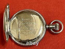 Coin Silver Hunter 16S Pocket Watch Case No Movement With Crystal & Inscription