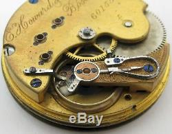 E. Howard 16s Pocket Watch Movement & Dial L for parts. HC