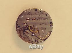 E. Howard 16s Pocket Watch Movement & Dial L for parts good balance perfect cond