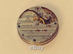 E. Howard 16s Pocket Watch Movement & Dial L for parts good balance perfect cond