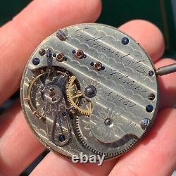 E. Howard & Co. N Size 15 Jewels Patent Dial Nickel Pocket Watch Movement Runs