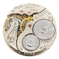 E Howard Pocket Watch Movement Series 9 Size 16s 17j 1905 Model OF Ticking F7833