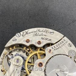 E Howard Pocket Watch Movement Series 9 Size 16s 17j 1905 Model OF Ticking F7833