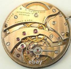 E. Huguenin High Grade Swiss Pocket Watch Movement Spare Parts / Repair