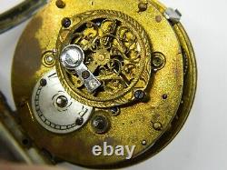 EARLY 1800s SWISS BORDIER A GENEVE VERGE FUSEE SILVER POCKET WATCH -PARTS REPAIR