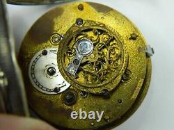 EARLY 1800s SWISS BORDIER A GENEVE VERGE FUSEE SILVER POCKET WATCH -PARTS REPAIR