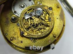 EARLY 1800s SWISS BORDIER A GENEVE VERGE FUSEE SILVER POCKET WATCH -PARTS REPAIR