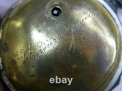 EARLY 1800s SWISS BORDIER A GENEVE VERGE FUSEE SILVER POCKET WATCH -PARTS REPAIR