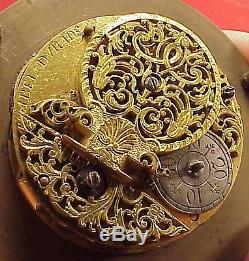 EARLY 38MM Movement Fusee Pocket Watch Movement ABEL DURAND GENEVA 3 1/4 FACE