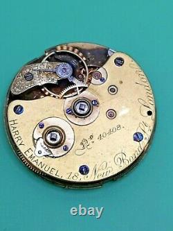 Early A. Lange & Söhne Working Pocket Watch Movement, Retailed in UK C. 1870