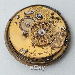 Early Antique Verge Fusse Breguet Et Fils Repeater Pocket Watch Movement WOW