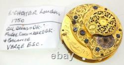 Early Fusee Verge Pocket Watch Movement Spares By E Chater London 1750
