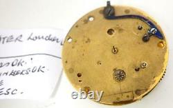 Early Fusee Verge Pocket Watch Movement Spares By E Chater London 1750