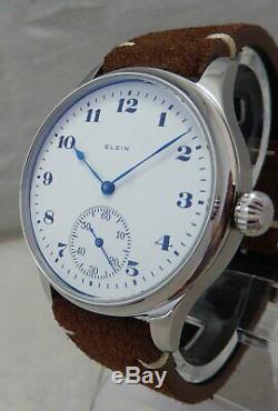 Elgin 12s Pocket Marriage Watch Conversion 44mm SS Wrist Watch 1905 Movement