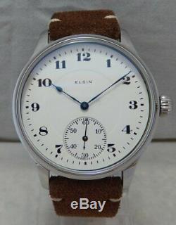 Elgin 12s Pocket Marriage Watch Conversion 44mm SS Wrist Watch 1905 Movement