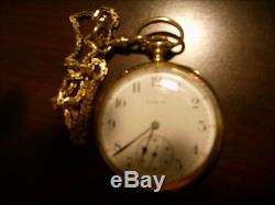 Elgin Gold Pocket Watch withChain Working Movement