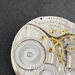 Elgin Grade 498 Pocket Watch Movement 21j Size 12s OF Model 4 Ticking F7970