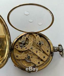 Enamel Pearl Chinese Duplex Silver Pocket Watch Fancy 2-train Engraved Movement