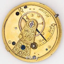 English Antique Fusee Pocket Watch Movement withBeautiful Original Dial, Running