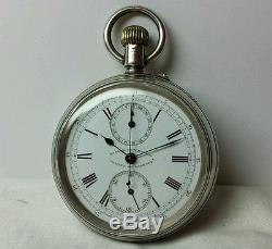 English Watch Co. Chrono-Micrometer Silver Pocket Watch Movement #4164 2605