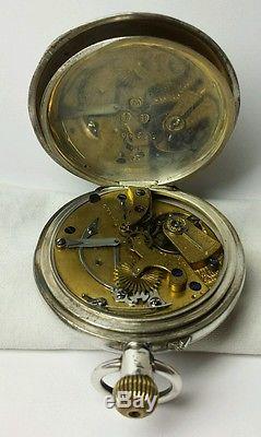 English Watch Co. Chrono-Micrometer Silver Pocket Watch Movement #4164 2605
