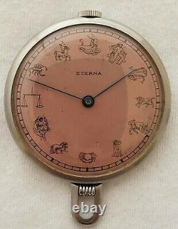 Eterna Pendant Or Pocket Watch 311 Movement Zodiac Astrology Dial Steel Case