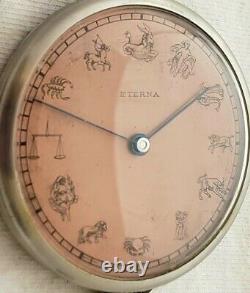 Eterna Pendant Or Pocket Watch 311 Movement Zodiac Astrology Dial Steel Case