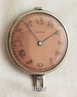 Eterna Pendant Or Pocket Watch 311 Movement Zodiac Astrology Dial Steel Case