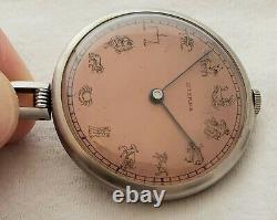 Eterna Pendant Or Pocket Watch 311 Movement Zodiac Astrology Dial Steel Case