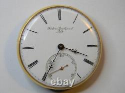 FINE VINTAGE FREDERICK GINNEL LOCLE POCKET WATCH 18K BEZEL MOVEMENT -REPAIR 36mm