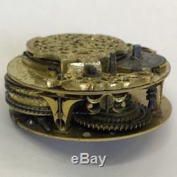 Fine Antique C1740 Verge Pocket Watch Movement Fra Raynsford London 4cm Rare
