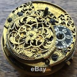 Fine & Rare George II Era Tho. HALLY Verge Fusee Pocket Watch MOVEMENT ONLY
